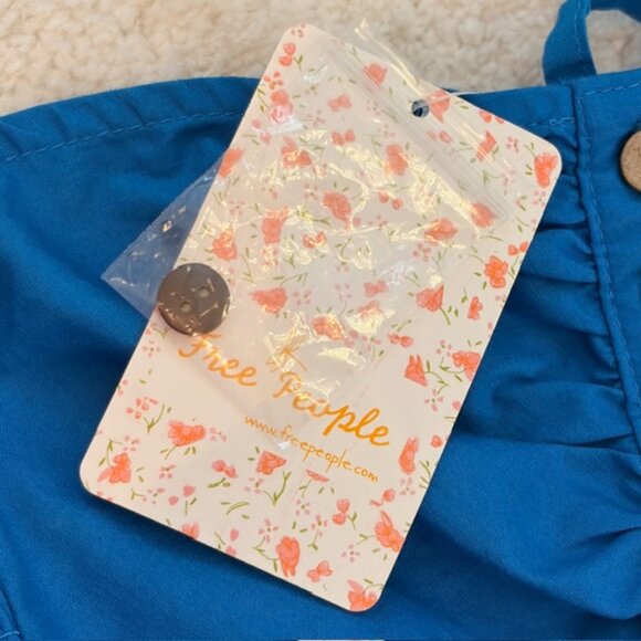 NWT $128 Free People Womens XS Bali Babe Blue Halter Bodycon Smocked Sexy Dress - Picture 10 of 13